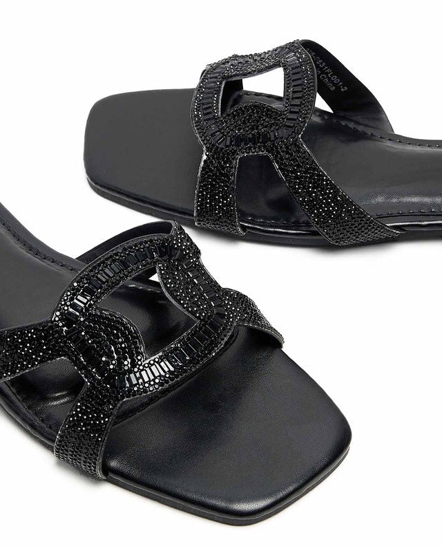 R&B Embellished Flat Sandals