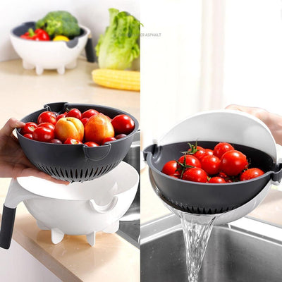 Generic 5 Multi-Functional Interchangeable Cutter With Drain Basket White/Grey 23.5cm