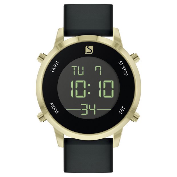 Spirit Men's Digital Black Strap Watch