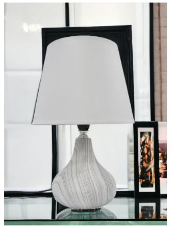BABAZAM Premium Ceramic Table Lamp Stylish Home Décor with Elegant Illumination with High Quality Fabric Shade 31x20x11cm Multicolor