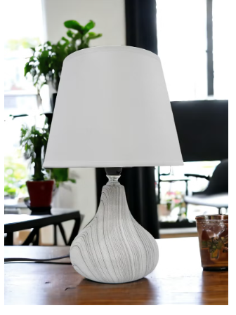 BABAZAM Premium Ceramic Table Lamp Stylish Home Décor with Elegant Illumination with High Quality Fabric Shade 31x20x11cm Multicolor