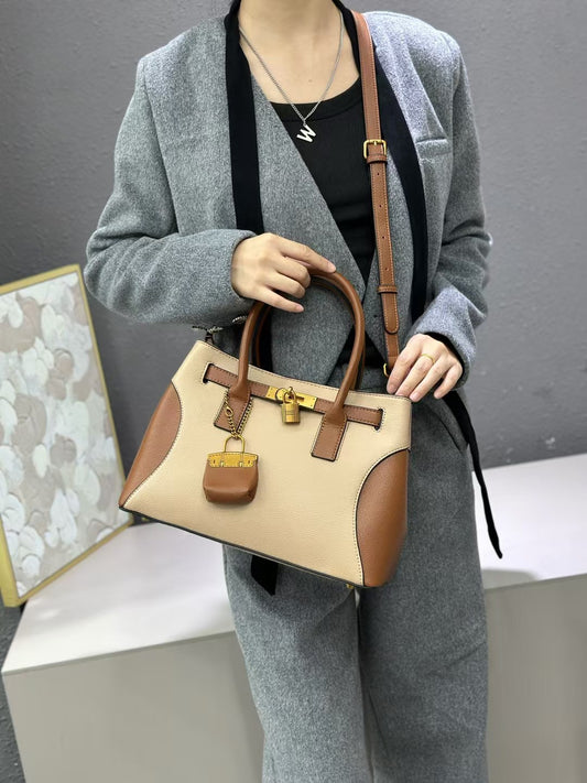 Classy women messenger bag- Apricot and brown