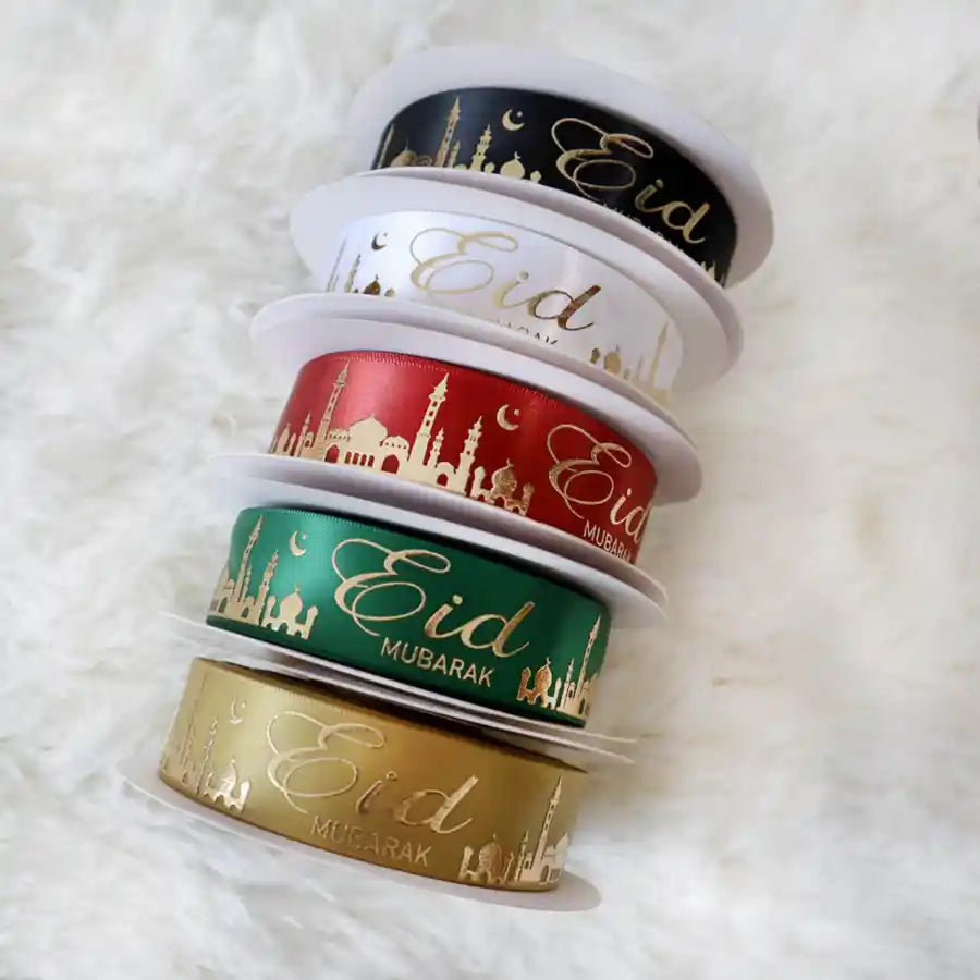 Luxury Mosque Eid Mubarak Ribbon – Gold