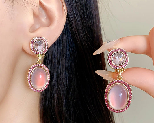 Diamond round resin geometric earrings SJP