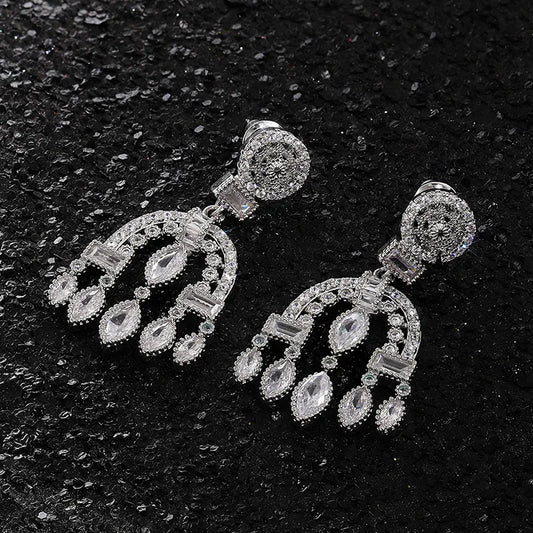 Luxury bridal zirconia full diamond earrings SJP