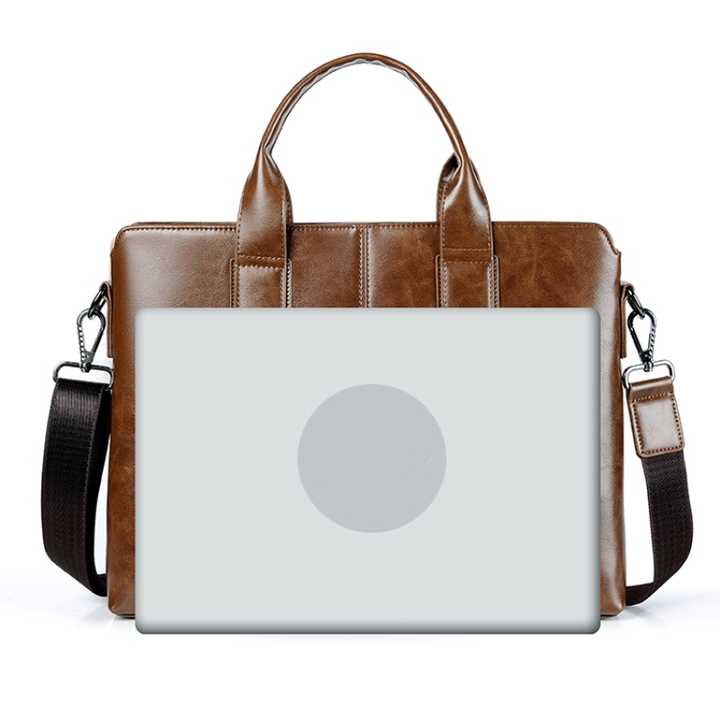 New Men design business briefcase computer leather crossbody bag- dark brown