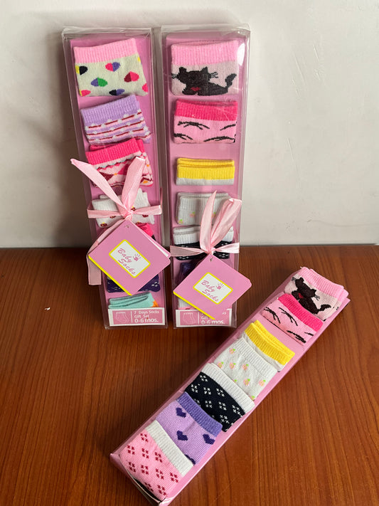 K&Y children 7 day sock gift set ( Purple Heart 0-6 month)