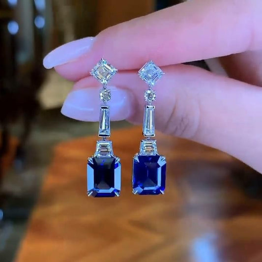 Luxury Sapphire diamond cut earring SJP