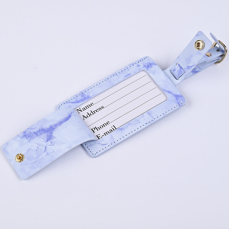 Fashion Cover Pu Leather Marble Style Travel ID Credit Card and Luggage tag