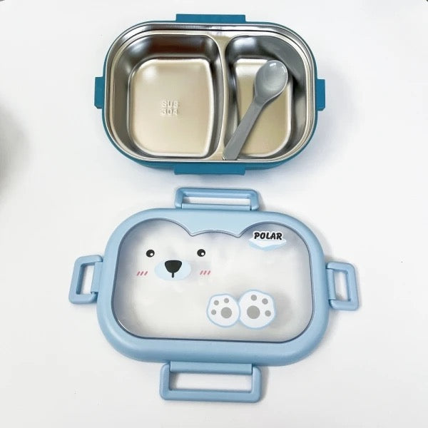 Tots & Togs Polar Bear 2-Partitioned Stainless Steel Bento Box