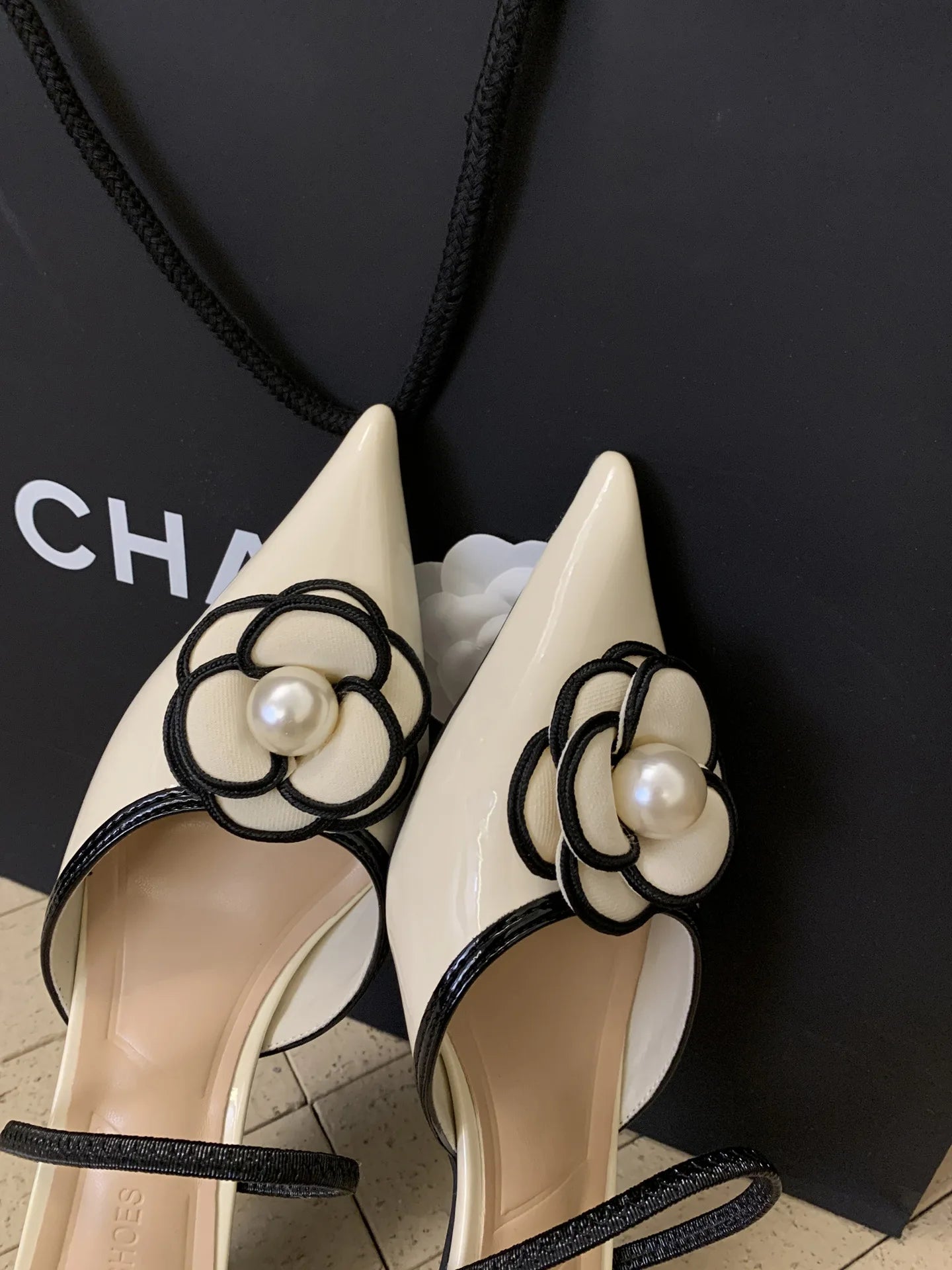 French heels fairy outdoor rose pearl shoe-- offwhite 41