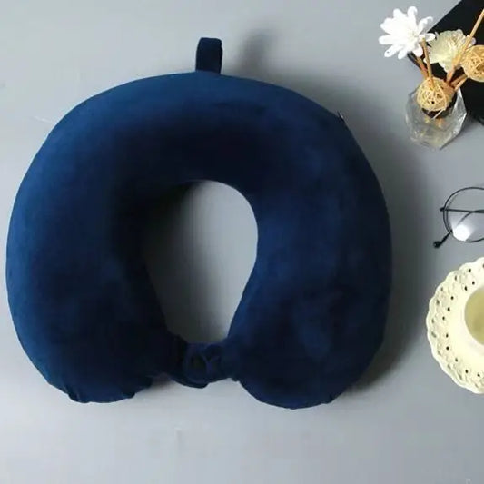 Solid colour neck pillow u-shaped-dark blue