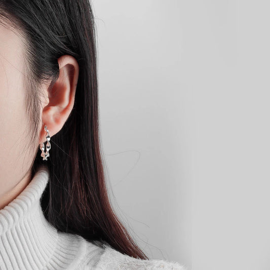 Silver Irregular Twist Hoop Earring SJP