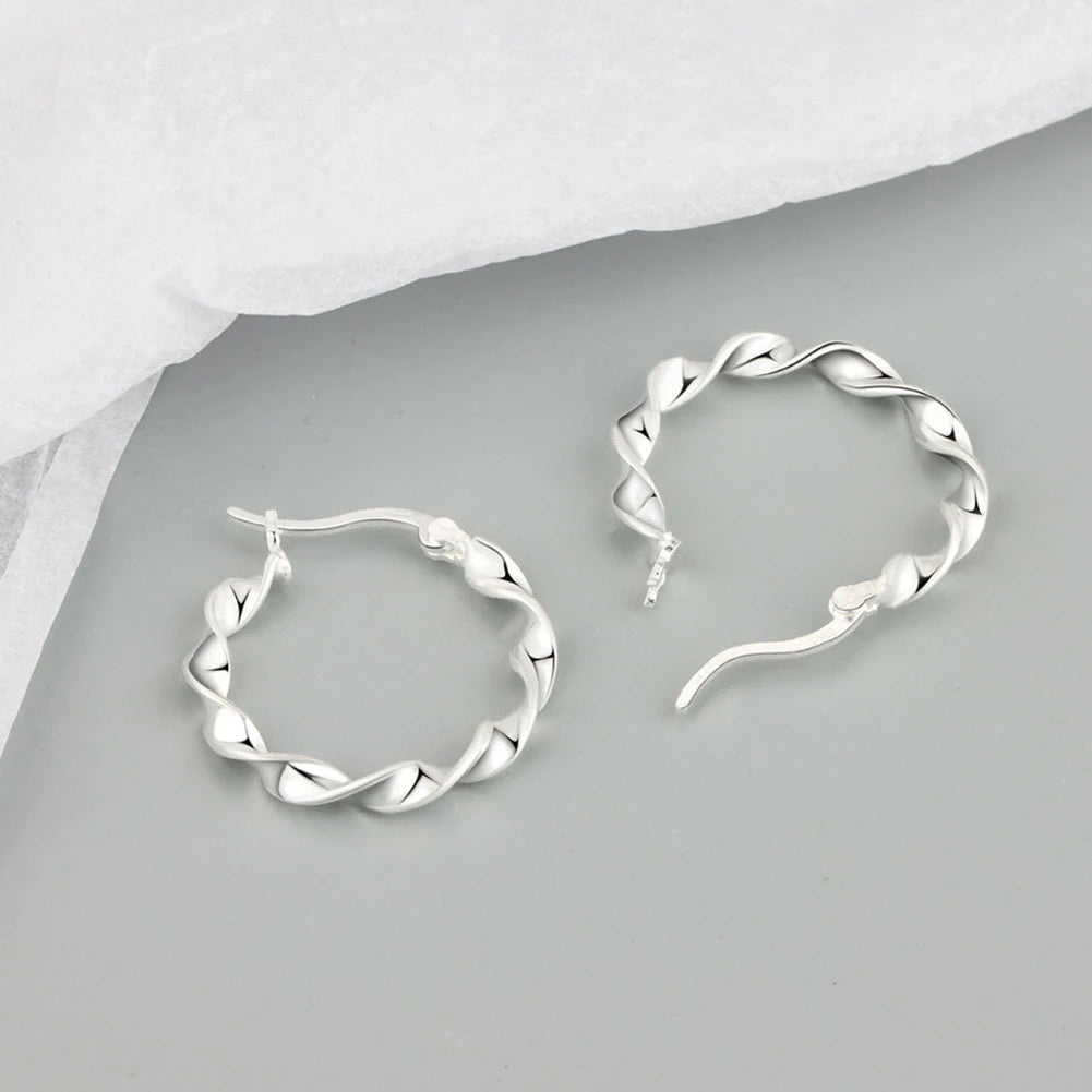 Silver Irregular Twist Hoop Earring SJP
