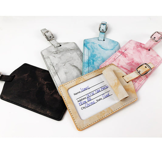 Fashion Cover Pu Leather Marble Style Travel ID Credit Card and Luggage tag