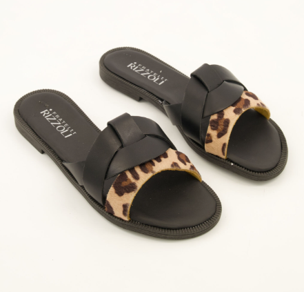 Fratelli Rizzoli Black & Brown Woven Sandals