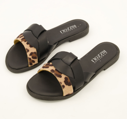 Fratelli Rizzoli Black & Brown Woven Sandals