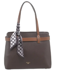 Bessie Brown Grained Shoulder Bag