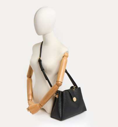 Bessie Black Leather Shoulder Bags