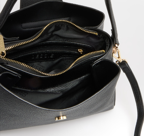 Bessie Black Leather Shoulder Bags