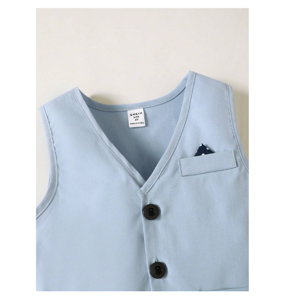 SHEIN Multiple-Piece Gentleman Suit With Necktie, Vest, And Dress Pants For Young Boy , Autumn Winter New Arrival