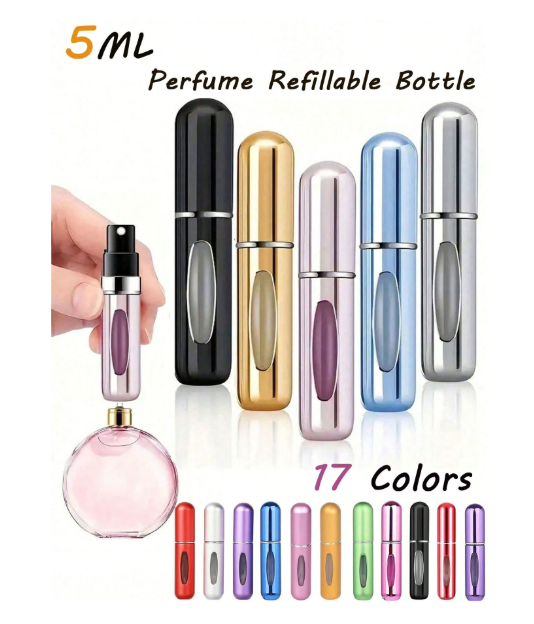 Shein 5Pcs/3Pcs/1Pc 5ML Perfume Refillable Bottle,Refillable Perfume Atomizer Bottle,Perfume Travel Spray Bottling Dispenser,Mini Portable Empty Liquid Container