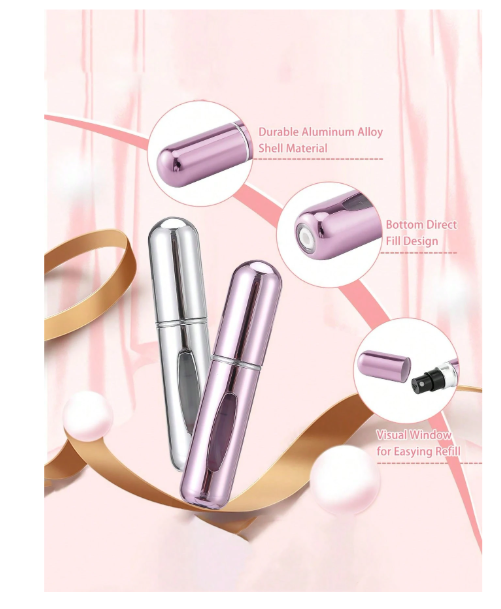 Shein 5Pcs/3Pcs/1Pc 5ML Perfume Refillable Bottle,Refillable Perfume Atomizer Bottle,Perfume Travel Spray Bottling Dispenser,Mini Portable Empty Liquid Container