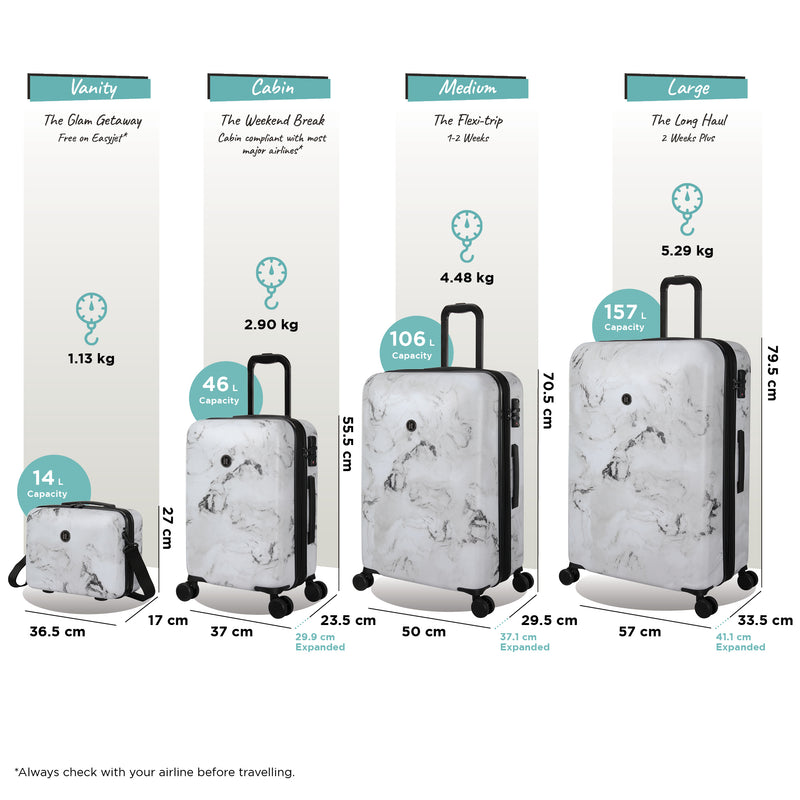 IT Luggage Metalik Sheen - Large (Greyscale Marble)