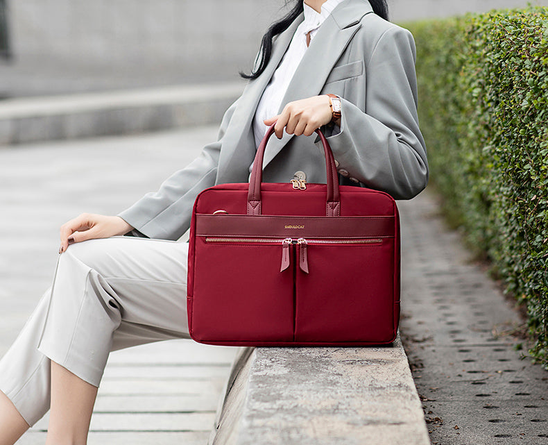 Fashion Women's Notebook Briefcase, Laptop Crossbody Bag Shoulder Bags Business Travel: Wine Red