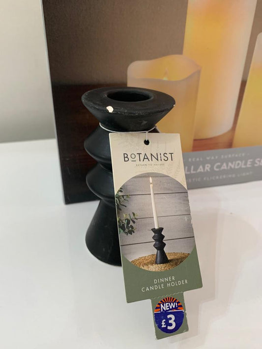 B&M Black Dinner candle Holder