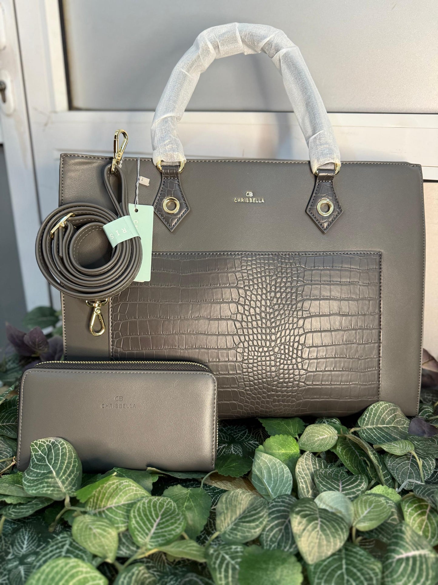 Chrisbella Grey Tote Bag- Large