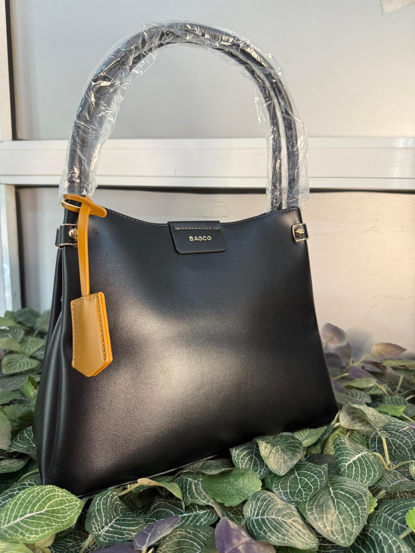 Bagco tote black bag with a purse