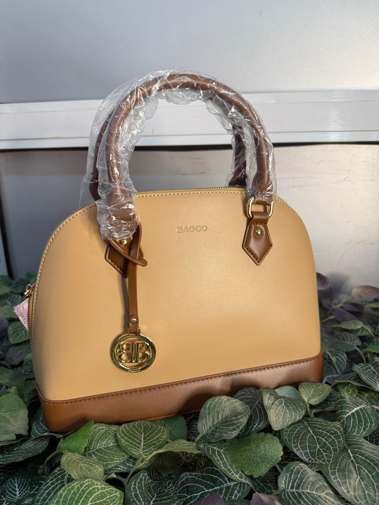 Bagco Brown and cream Hand and crossbody bag