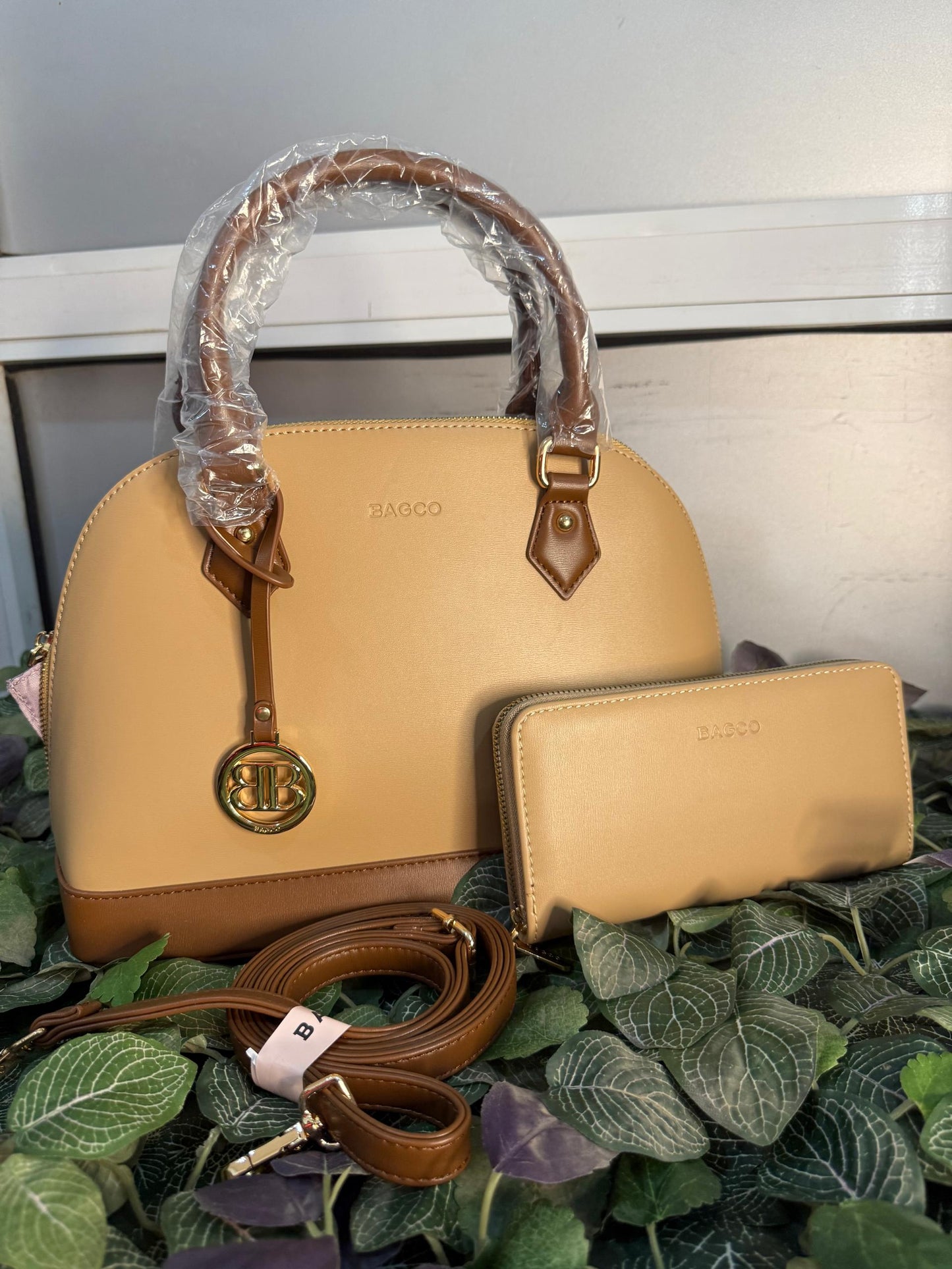 Bagco Brown and cream Hand and crossbody bag