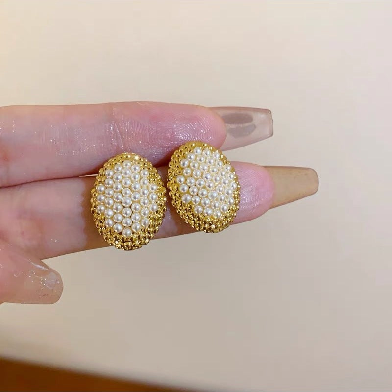 White Gold plated Pearl Beaded Stud Earring SJP