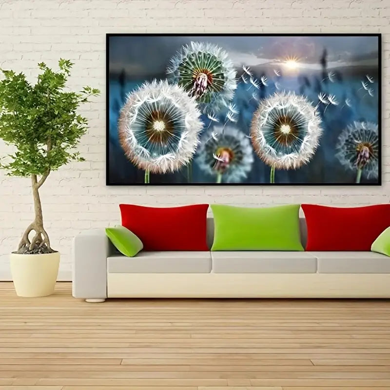 5D Diamond Art Painting , Large Dandelion Diamond Painting Kits For Adults,DIY Full Drill Crystal Rhinestone Arts And Crafts