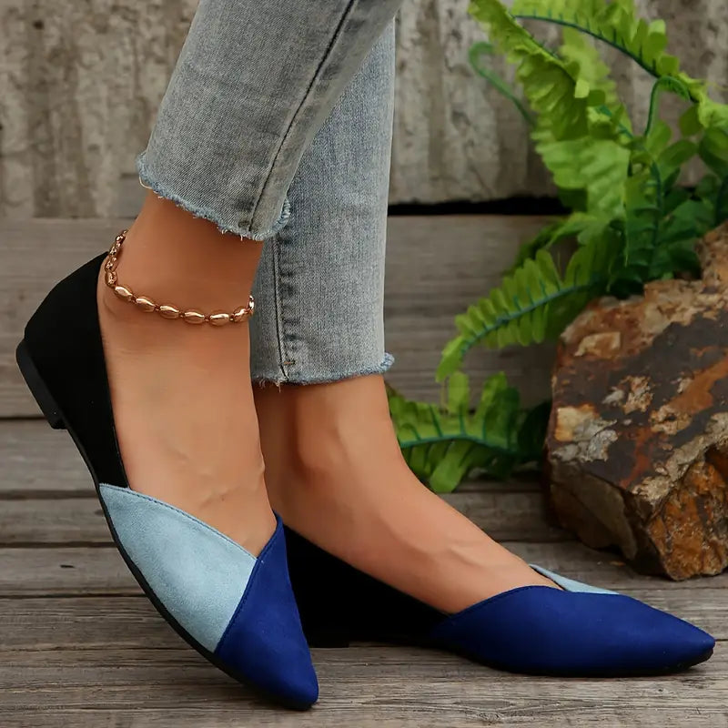 New Fashion matching colours pointed toe women flat shoes