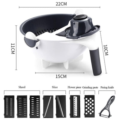 Generic 5 Multi-Functional Interchangeable Cutter With Drain Basket White/Grey 23.5cm