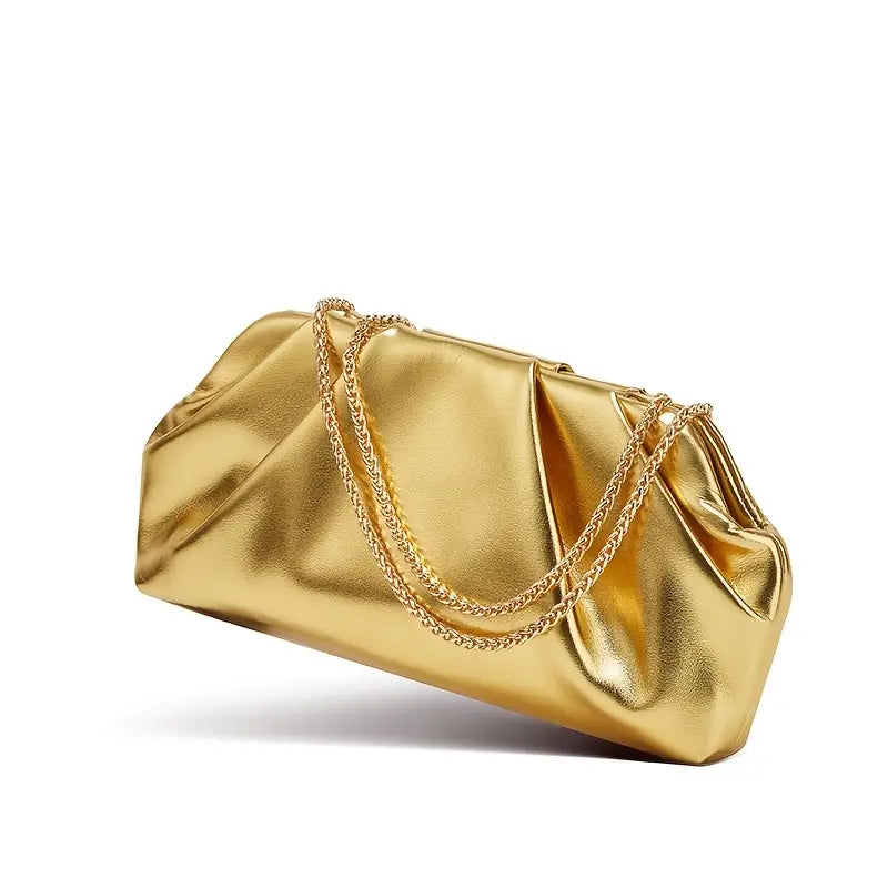 Women gold evening bags with detachable chains SJP