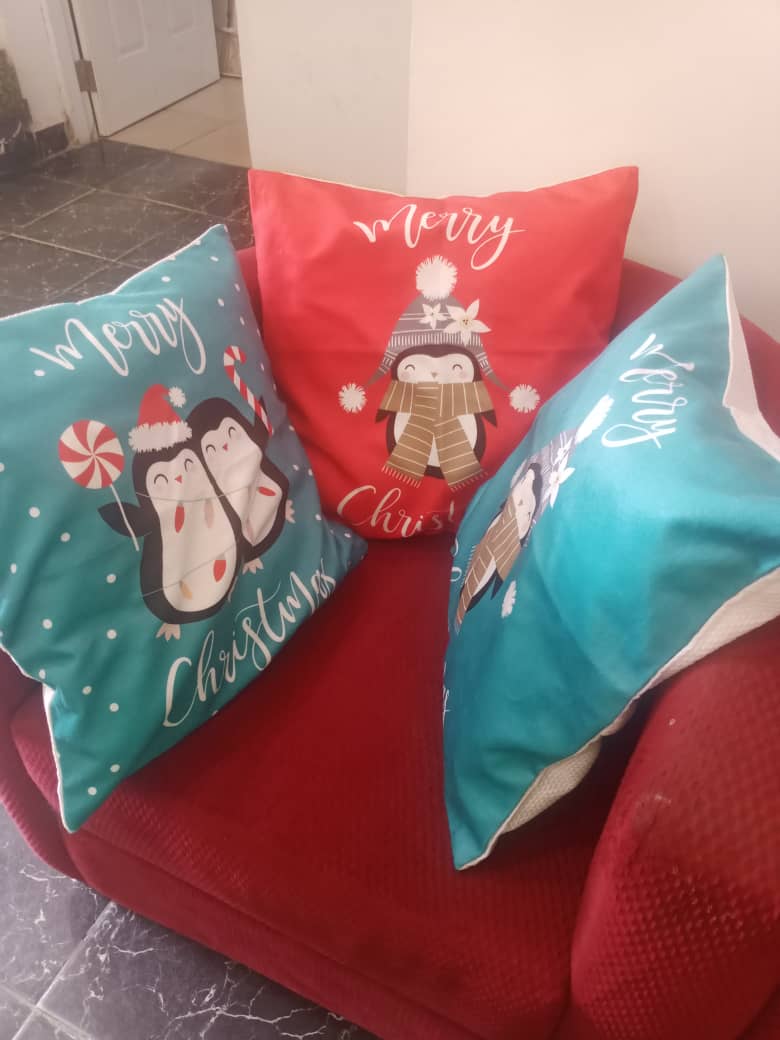 Merry Christmas Green & Red themed 3-in-one throw pillow cover