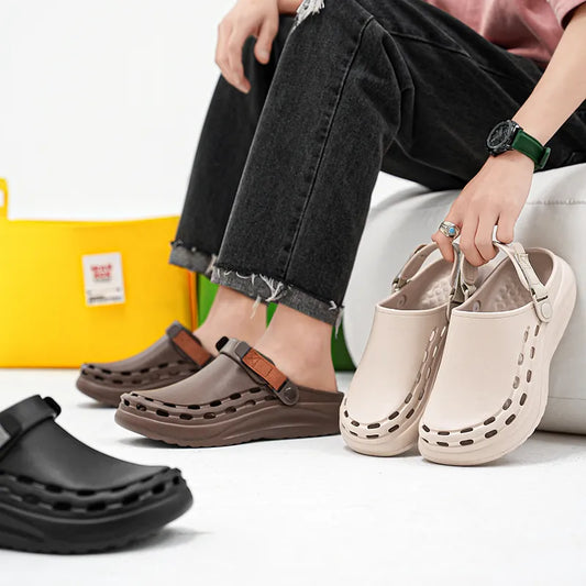 Summer men casual indoor and outdoor non slip sandals-44-45 brown