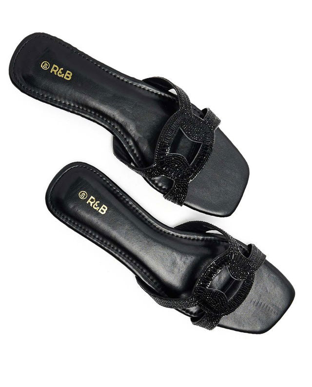 R&B Embellished Flat Sandals