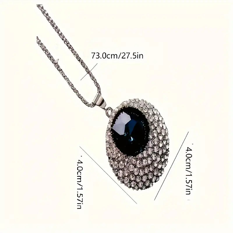 Modern Pendant Crystal Azul Long Chain Necklace SJP