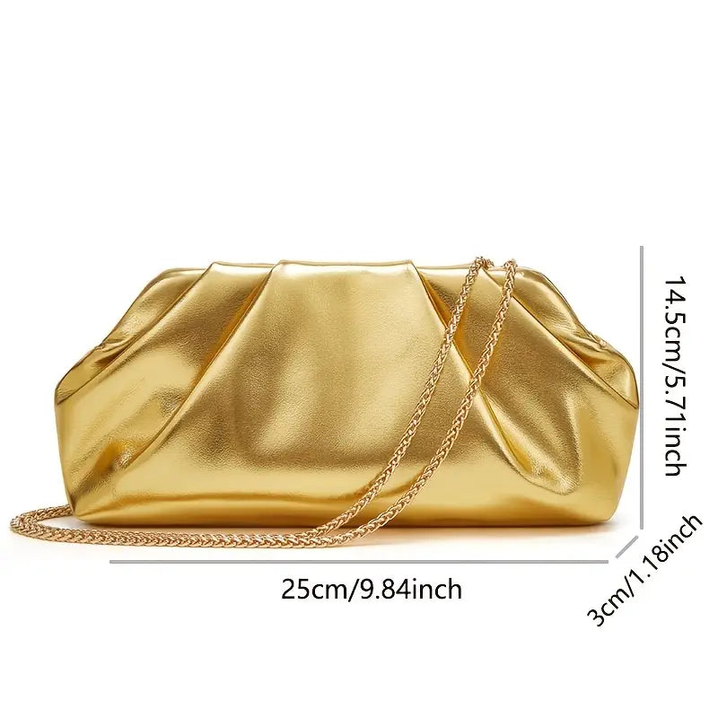 Women gold evening bags with detachable chains SJP