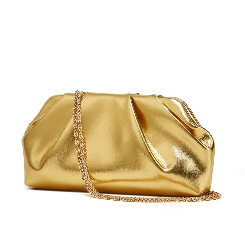 Women gold evening bags with detachable chains SJP