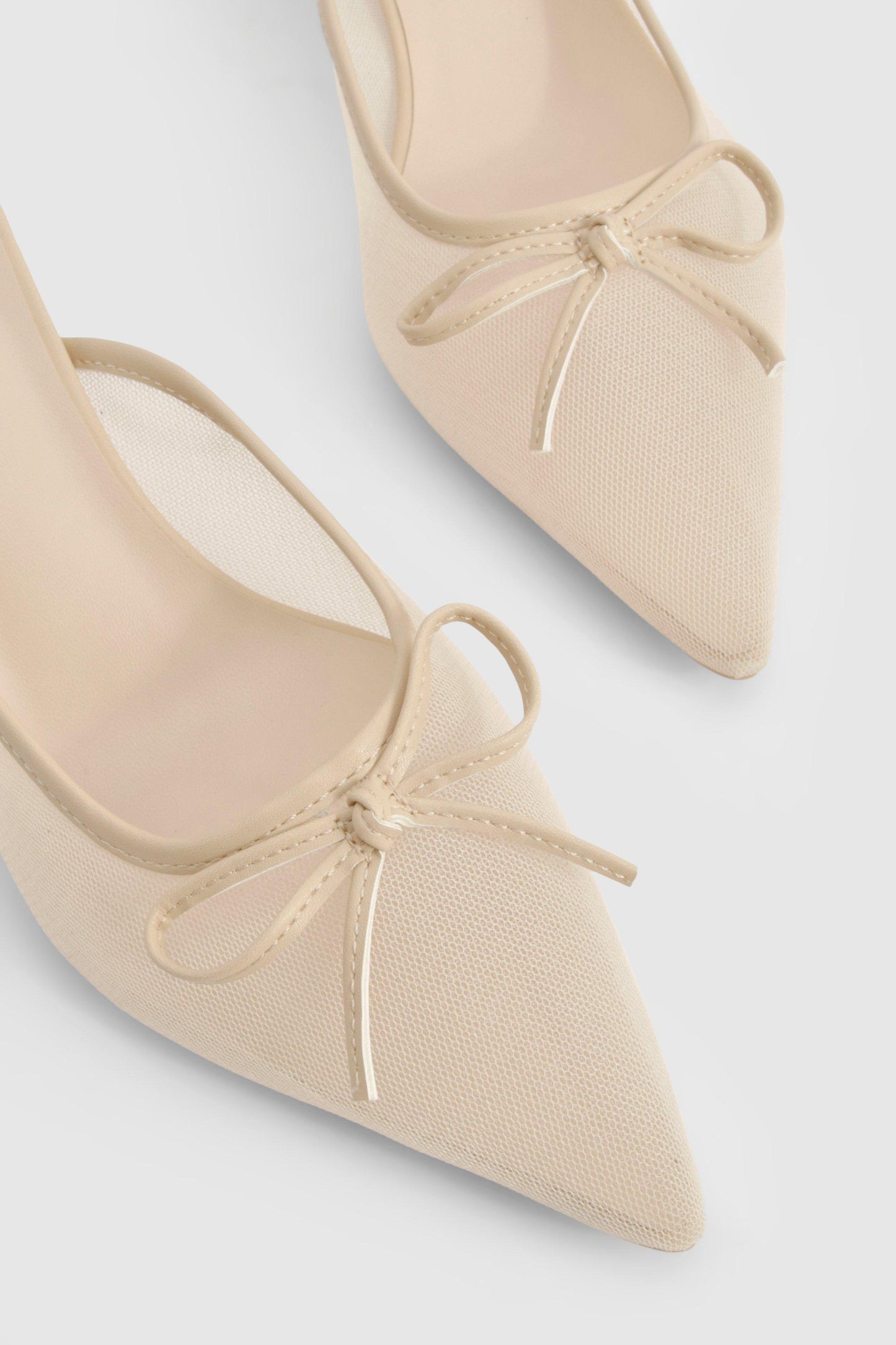Boohoo Mesh Bow Detail Court Shoes