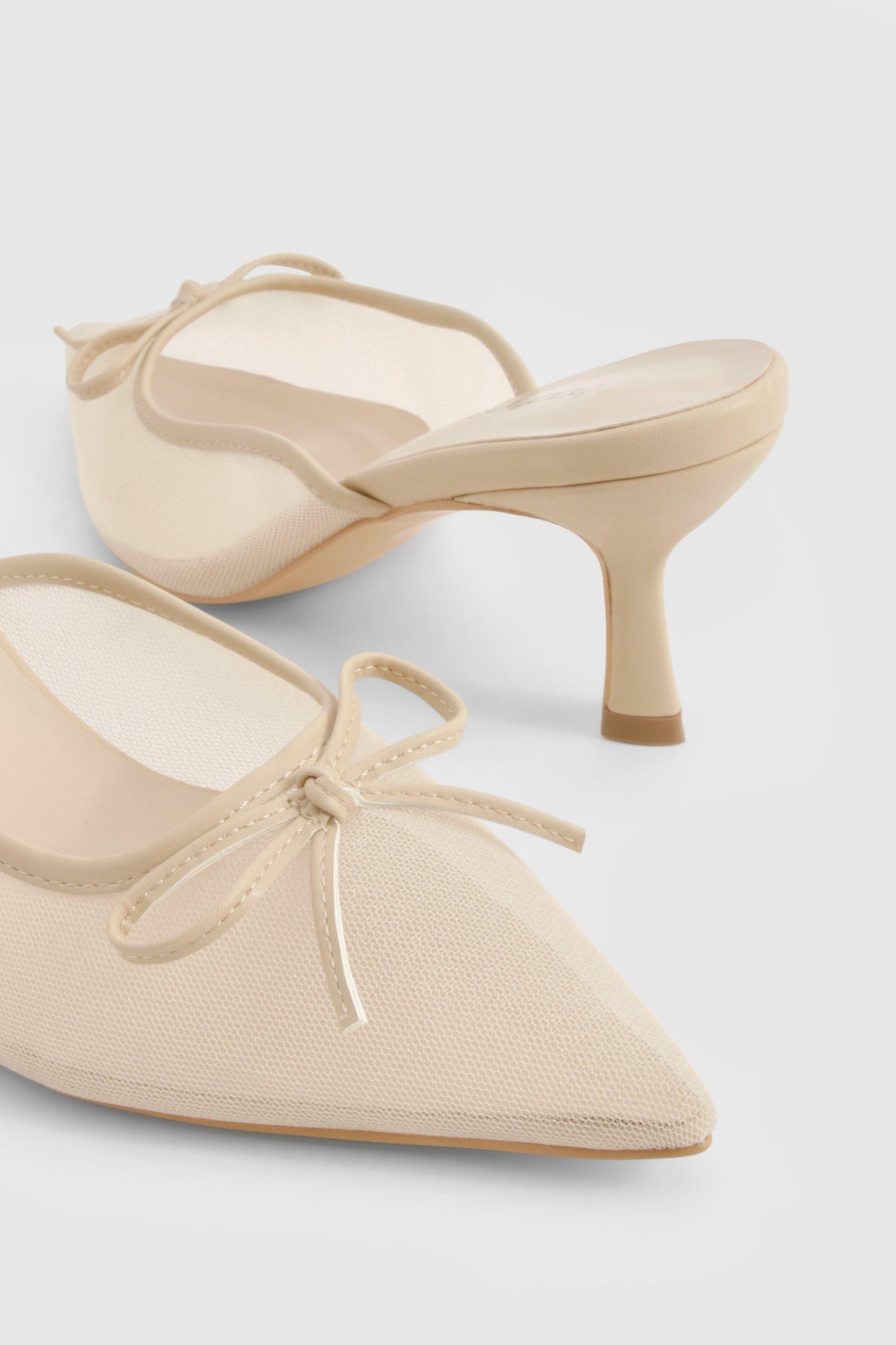 Boohoo Mesh Bow Detail Court Shoes
