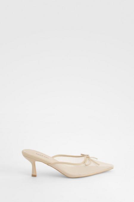 Boohoo Mesh Bow Detail Court Shoes