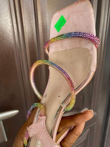 Multicoloured Diamante Strap Heeled Sandals