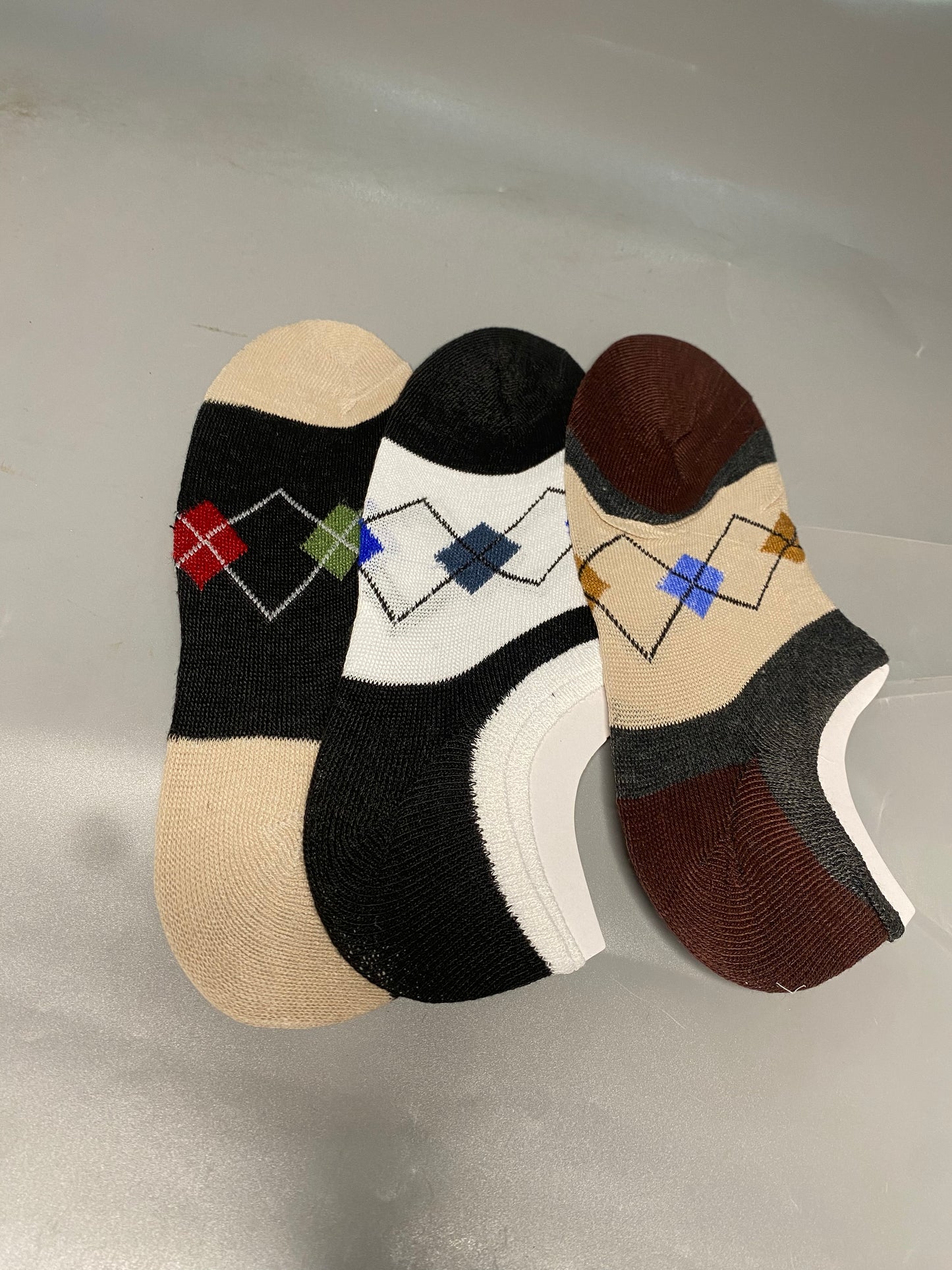 T&C 3 pairs xinjiajin fashion invisible socks - Black & White (Multicolor)